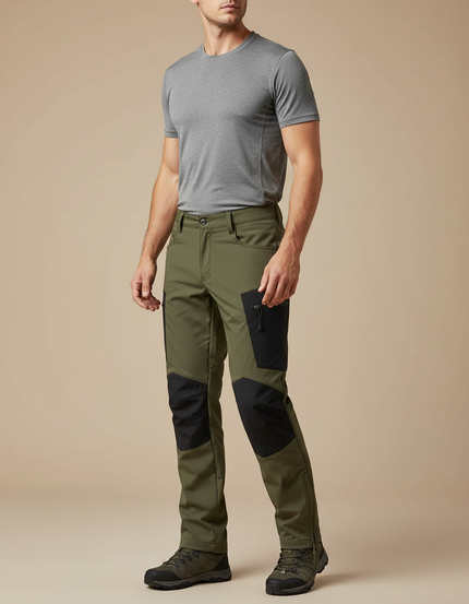 Pantalon Randonnée Vert Olive Renforcé Cargo Homme - Kaki Polyester
