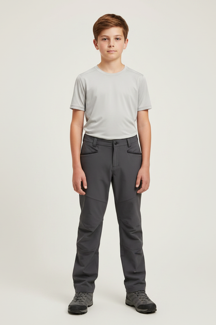 Pantalon Randonnée Gris Enfant Confortable Technique - Polyester