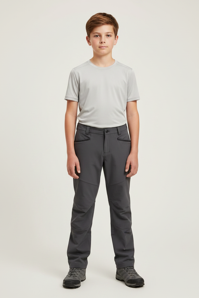Pantalon Randonnée Gris Enfant Confortable Technique - Polyester