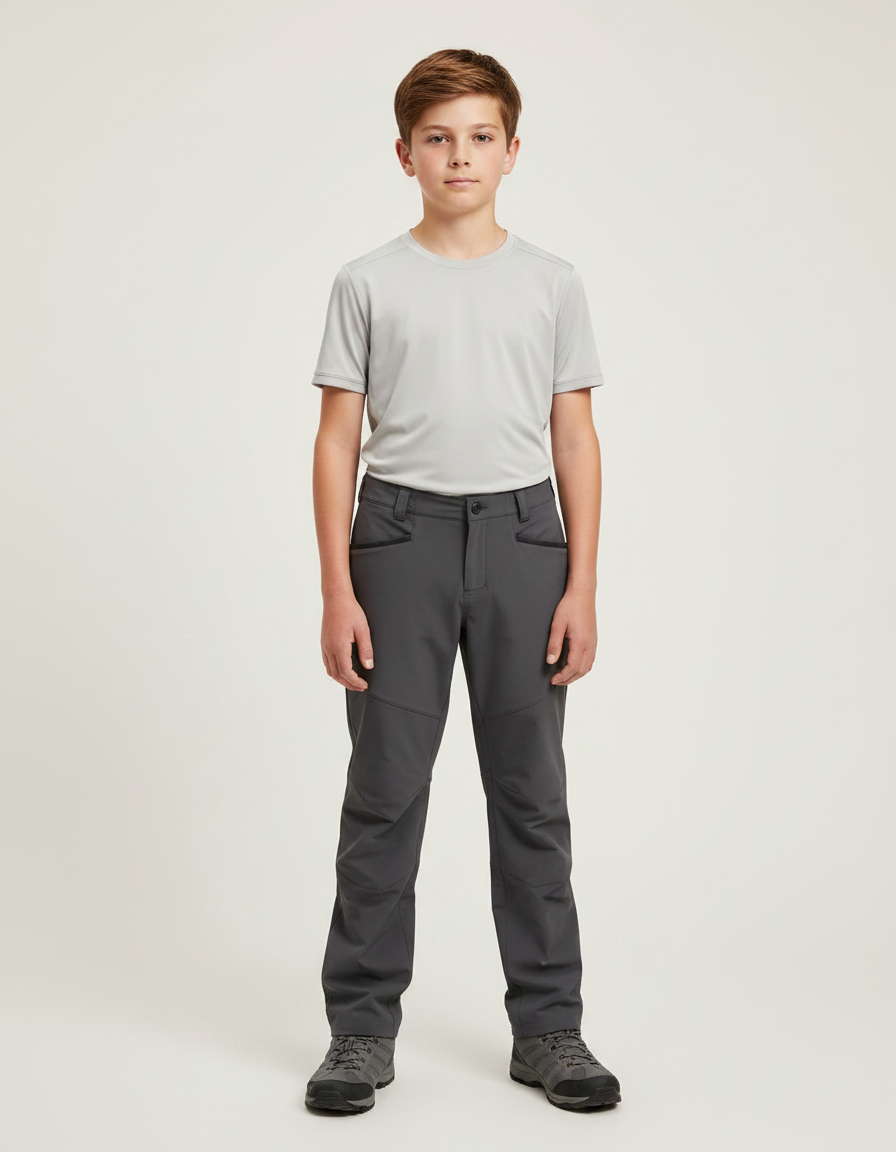 Pantalon Randonnée Gris Enfant Confortable Technique - Polyester