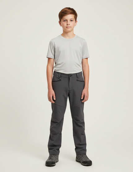 Pantalon Randonnée Gris Enfant Confortable Technique - Polyester