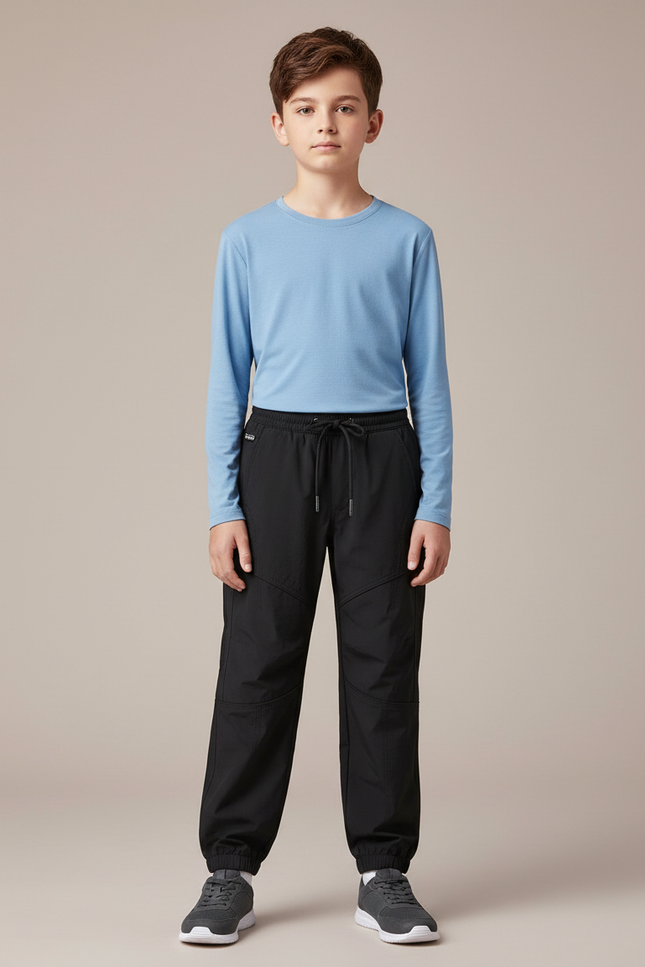 Pantalon Randonnée Noir Enfant Léger Confortable Sport - Polyester