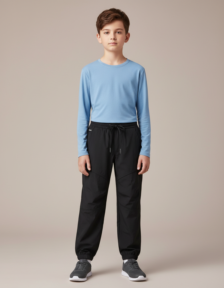 Pantalon Randonnée Noir Enfant Léger Confortable Sport - Polyester