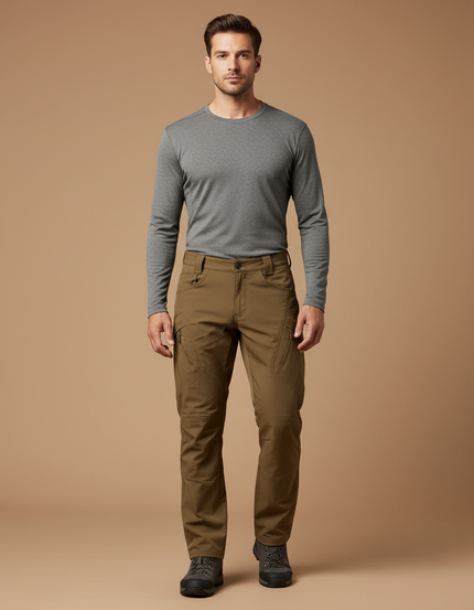 Pantalon Randonnée Kaki Cargo Homme Tactique Multi-poches - Polyester