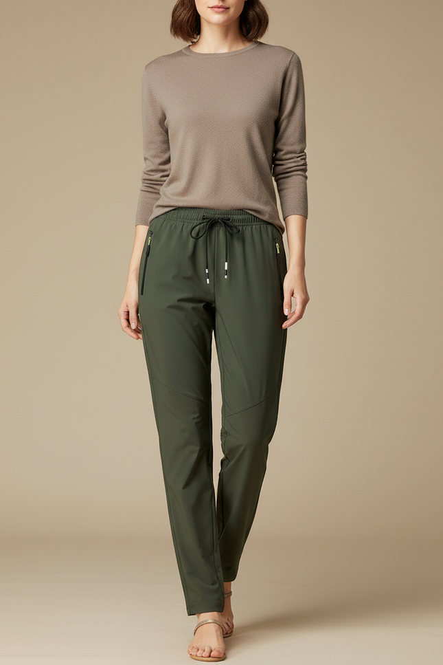 Pantalon Randonnée Vert Olive Léger Sportif Confortable - Kaki Polyester