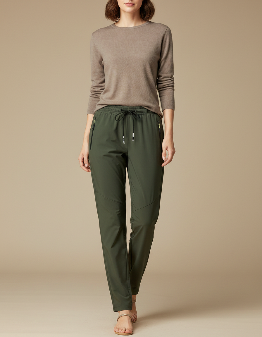 Pantalon Randonnée Vert Olive Léger Sportif Confortable - Kaki Polyester