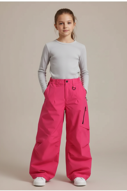 Pantalon Randonnée Rose Ample Imperméable Fille - Polyester