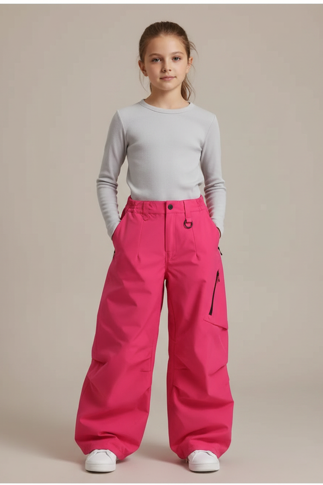Pantalon Randonnée Rose Ample Imperméable Fille - Polyester