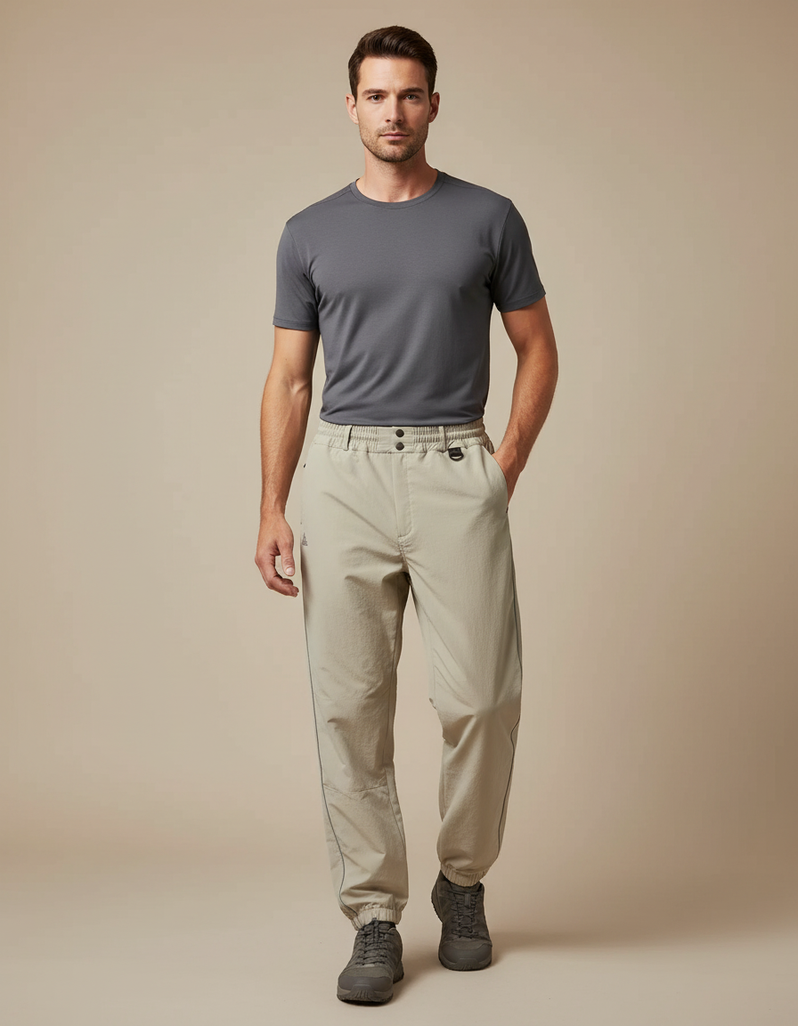 Pantalon Randonnée Beige Ample Léger Sport Homme - Polyester
