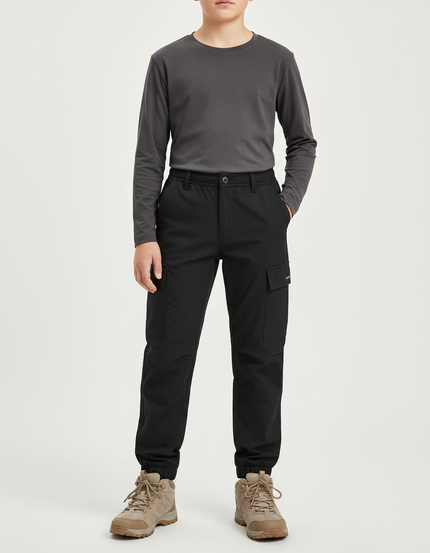 Pantalon Randonnée Noir Cargo Enfant Coton