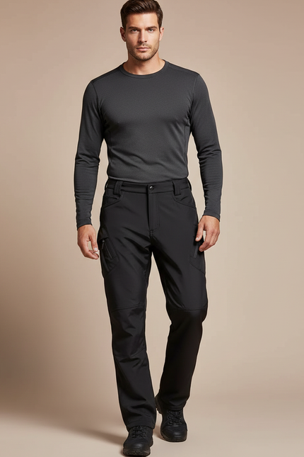 Pantalon Randonnée Noir Homme Polaire Tactique Imperméable - Polyester