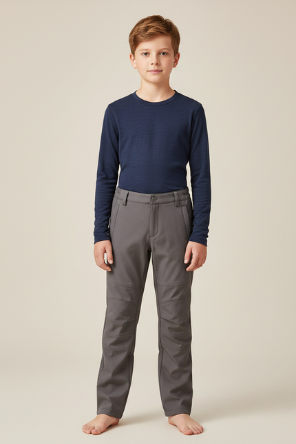 Pantalon Randonnée Gris Uni Décontracté Enfant - Polyester