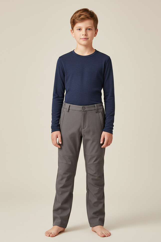 Pantalon Randonnée Gris Uni Décontracté Enfant - Polyester