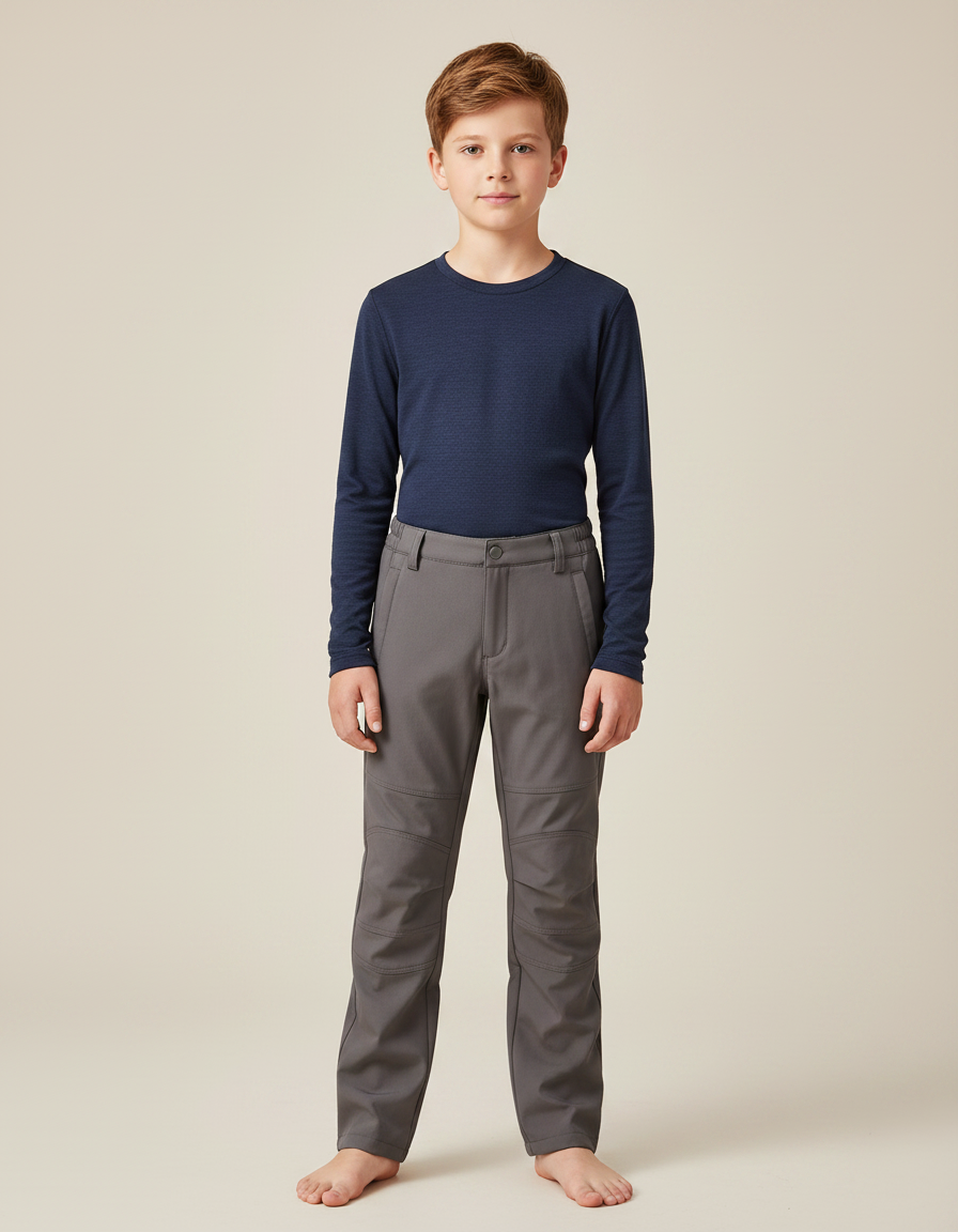Pantalon Randonnée Gris Uni Décontracté Enfant - Polyester