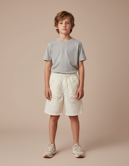 Pantalon Randonnée Beige Léger Multi-Poches Enfant - Polyester