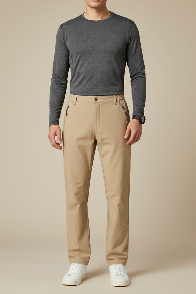 Pantalon Randonnée Beige Slim Élastique Séchage Rapide Homme - Polyester