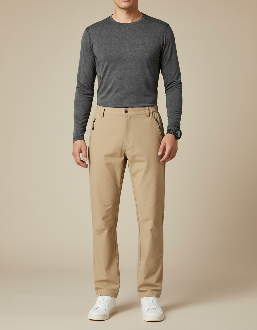 Pantalon Randonnée Beige Slim Élastique Séchage Rapide Homme - Polyester