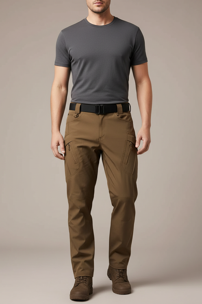 Pantalon Randonnée Marron Cargo Multi-Poches Homme - Polyester