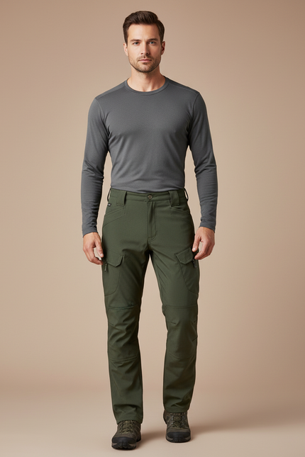 Pantalon Randonnée Vert Militaire Homme Cargo Tactique Imperméable - Polyester