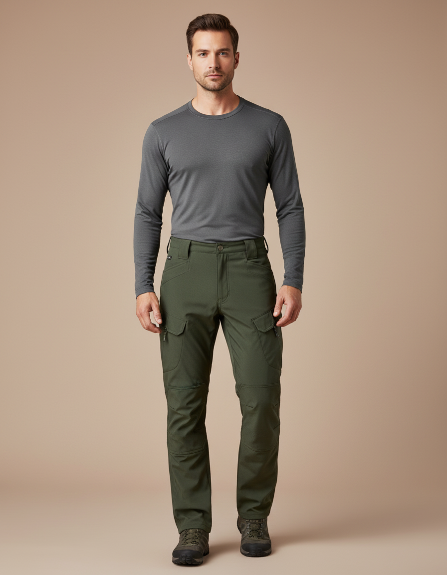 Pantalon Randonnée Vert Militaire Homme Cargo Tactique Imperméable - Polyester