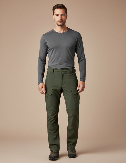Pantalon Randonnée Vert Militaire Homme Cargo Tactique Imperméable - Polyester