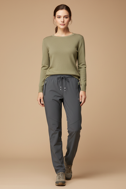 Pantalon Randonnée Gris Sport Léger Femme Cordon - Polyester