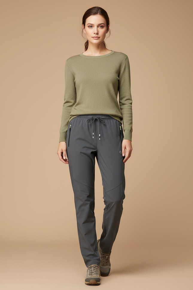 Pantalon Randonnée Gris Sport Léger Femme Cordon - Polyester