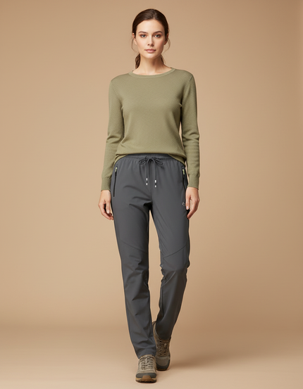 Pantalon Randonnée Gris Sport Léger Femme Cordon - Polyester