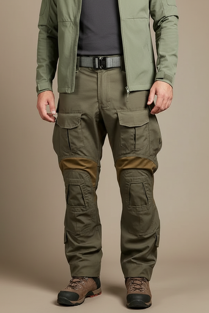 Pantalon Randonnée Kaki Homme Tactique Cargo Multi-Poches - Polyester
