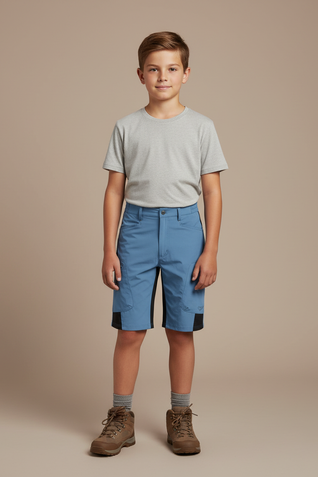 Pantalon Randonnée Court Bleu Léger Enfant - Polyester