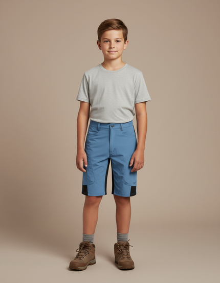 Pantalon Randonnée Court Bleu Léger Enfant - Polyester