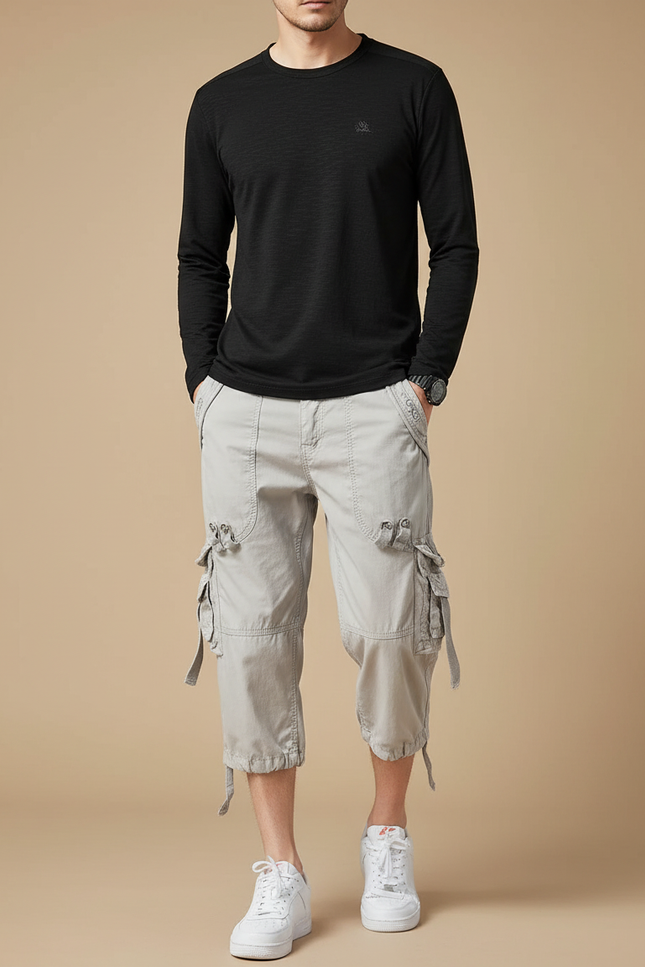 Pantalon Randonnée Capri Cargo Gris Décontracté Homme - Toile