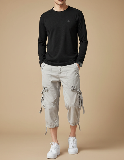 Pantalon Randonnée Capri Cargo Gris Décontracté Homme - Toile