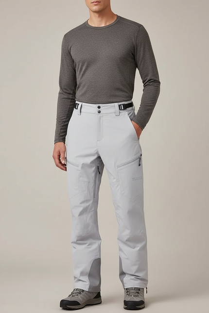 Pantalon Randonnée Gris Imperméable Coupe Droite Hiver - Polyester