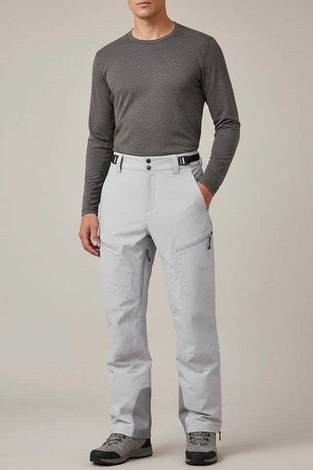 Pantalon Randonnée Gris Imperméable Coupe Droite Hiver - Polyester