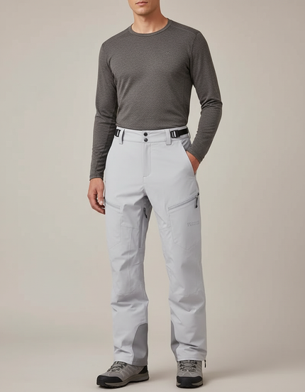 Pantalon Randonnée Gris Imperméable Coupe Droite Hiver - Polyester