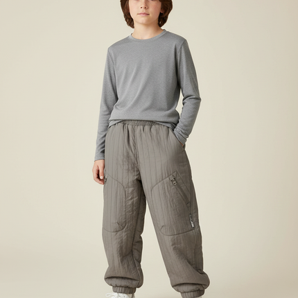 Pantalon Randonnée Gris Matelassé Enfant Hiver Doublé - Polyester