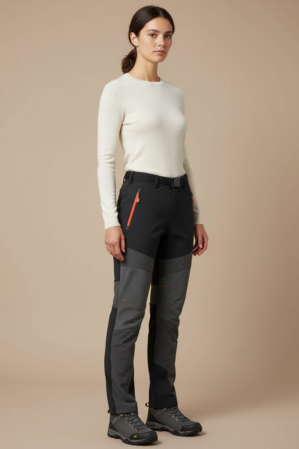 Pantalon Randonnée Noir Gris Bicolore Stretch Femme - Polyester