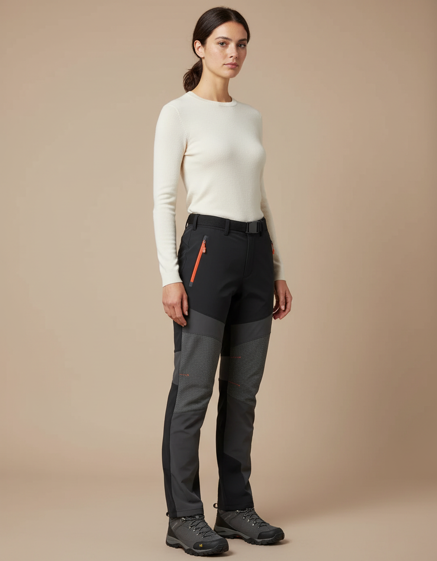 Pantalon Randonnée Noir Gris Bicolore Stretch Femme - Polyester