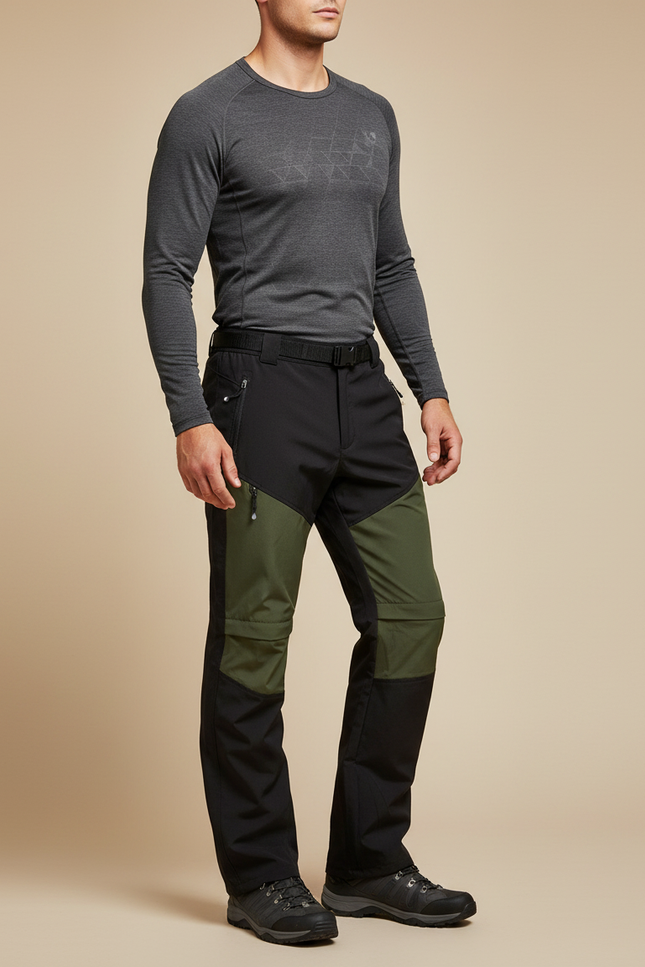 Pantalon Randonnée Noir Kaki Homme Léger Extensible Séchage Rapide - Polyester