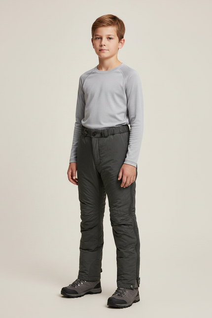 Pantalon Randonnée Garçon Matelassé Hiver Chaud Gris Foncé - Kaki Polyester