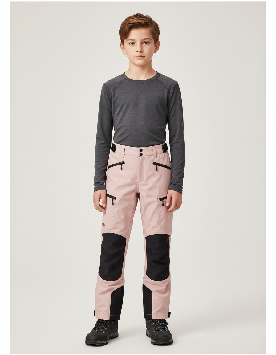 Pantalon Randonnée Rose Enfant Renforcé Imperméable - Polyester