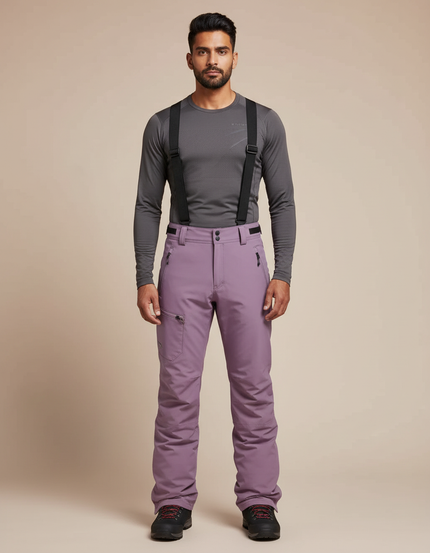 Pantalon Randonnée Violet Imperméable Bretelles Ski Homme - Polyester