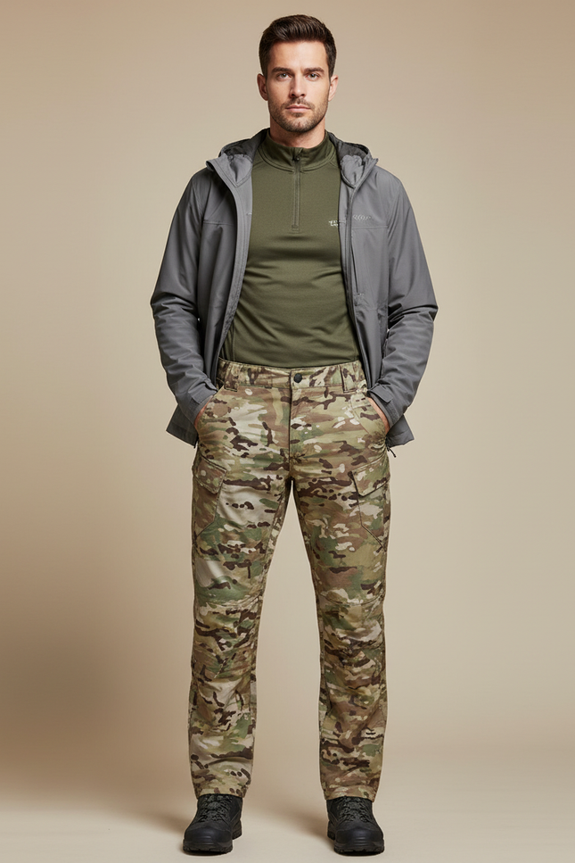 Pantalon Randonnée Camouflage Militaire Homme Tactique Multi-Poches - Multicolore Polyester