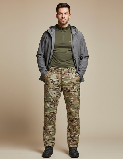 Pantalon Randonnée Camouflage Militaire Homme Tactique Multi-Poches - Multicolore Polyester