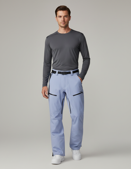 Pantalon Randonnée Bleu Ciel Ample Imperméable Zippé Homme - Polyester