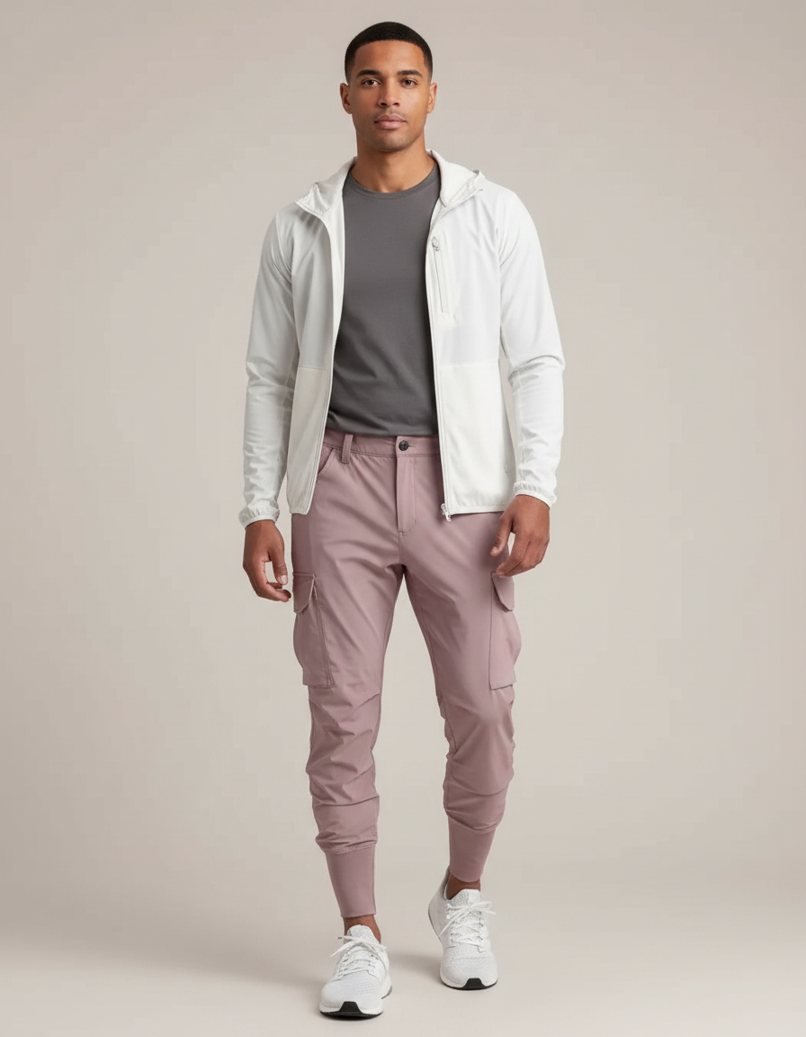 Pantalon Randonnée Rose Cargo Léger Homme Jogger - Polyester