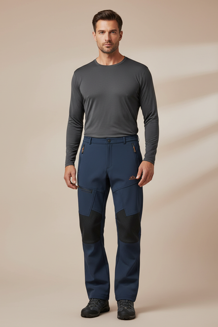 Pantalon Randonnée Doublé Polaire Homme - Marine Polyester