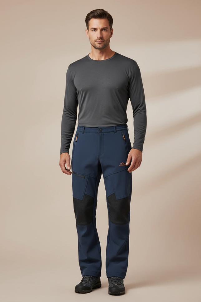Pantalon Randonnée Doublé Polaire Homme - Marine Polyester