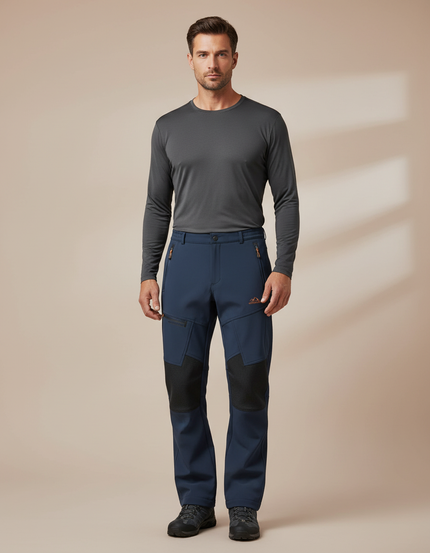 Pantalon Randonnée Doublé Polaire Homme - Marine Polyester